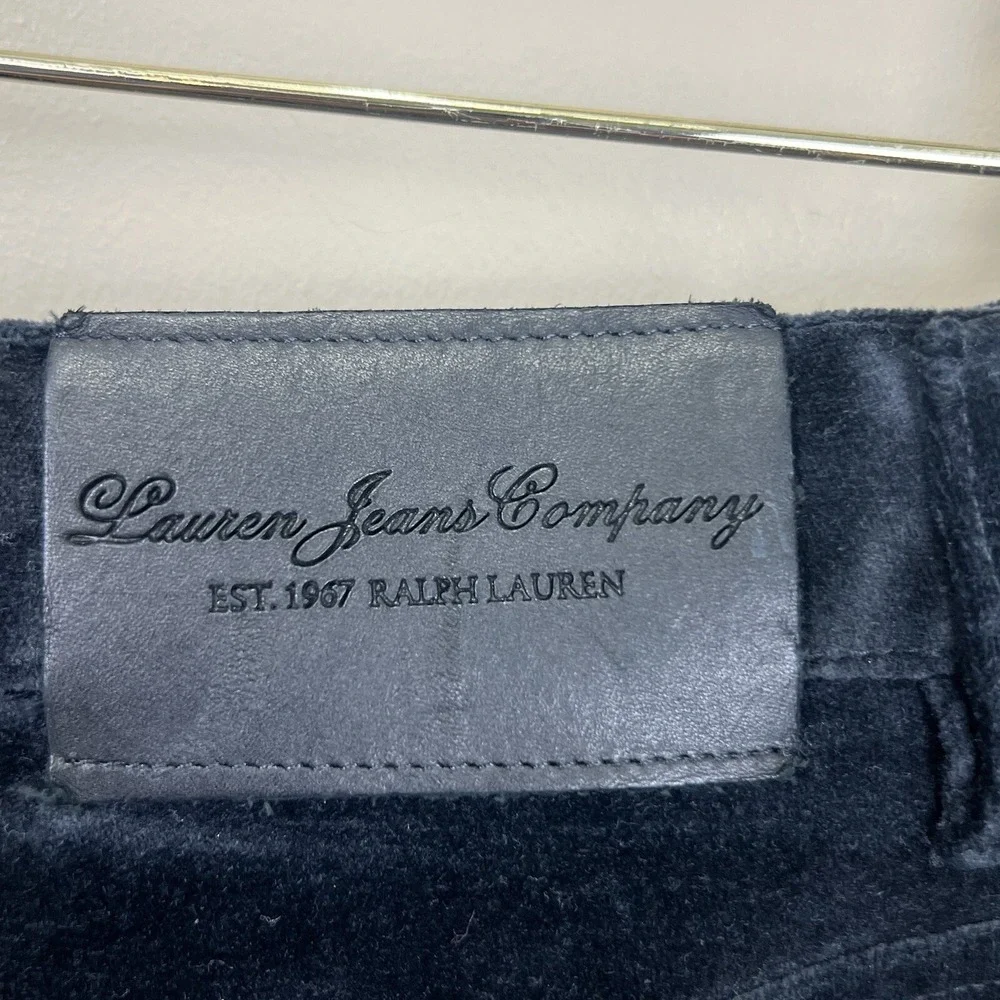 Lauren Jeans Co Womens Ralph Lauren Pants Velveteen Stretch Straight Zip Black 4